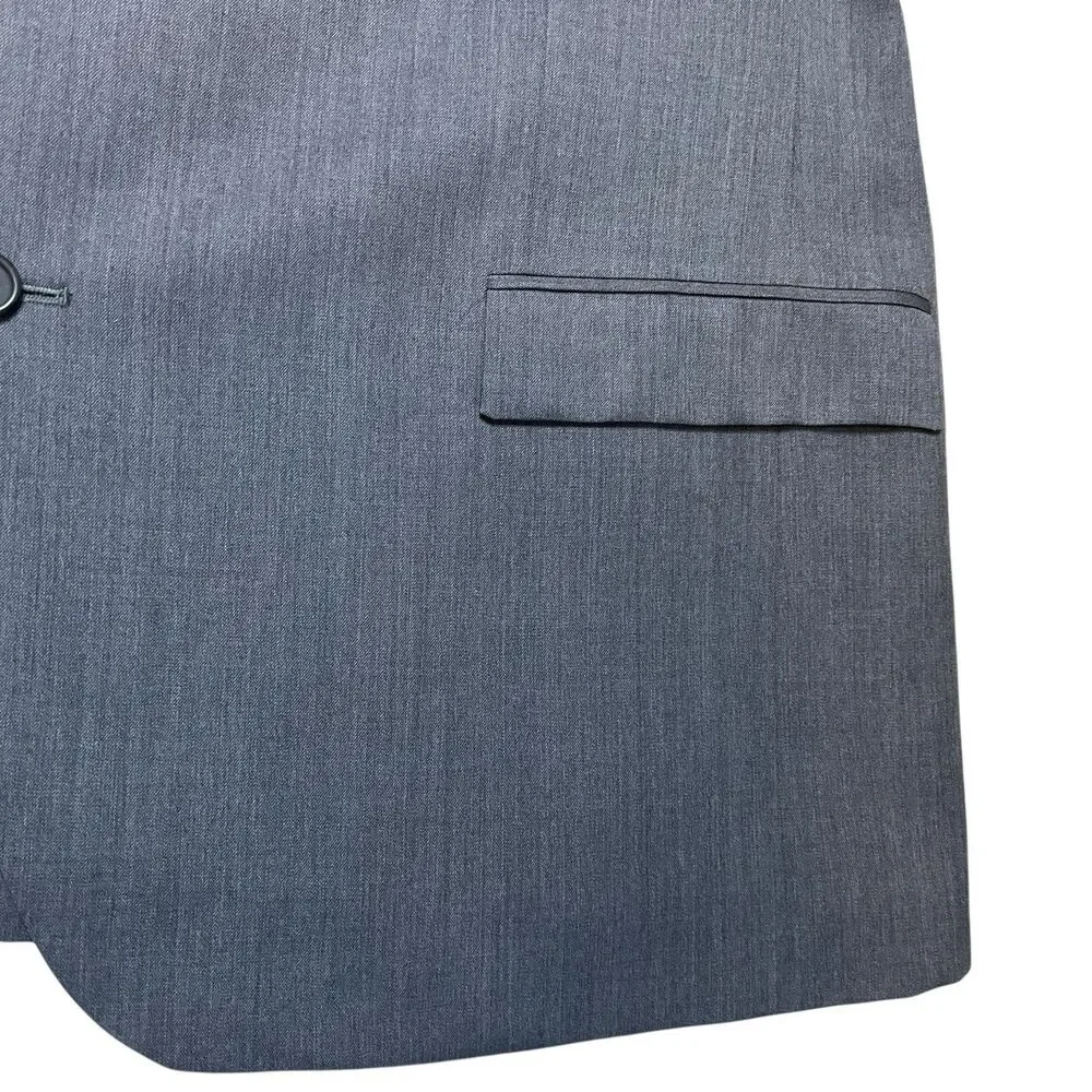 Egara Men's Blazer Jacket Sport Suit Coat 50L Long All Season Wool Gray Slim Fit